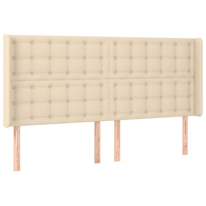 vidaXL LED Headboard Cream 203x16x118/128 cm Fabric