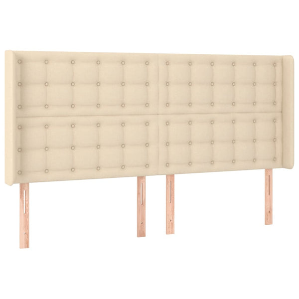 vidaXL LED Headboard Cream 203x16x118/128 cm Fabric