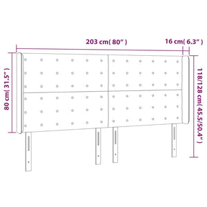 vidaXL LED Headboard Cream 203x16x118/128 cm Fabric