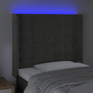 vidaXL LED Headboard Dark Grey 83x16x118/128 cm Velvet