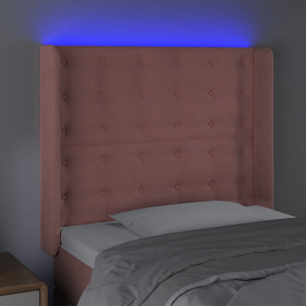vidaXL LED Headboard Pink 83x16x118/128 cm Velvet