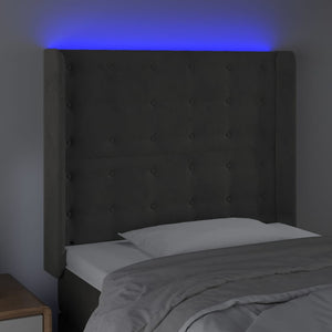 vidaXL LED Headboard Dark Grey 93x16x118/128 cm Velvet