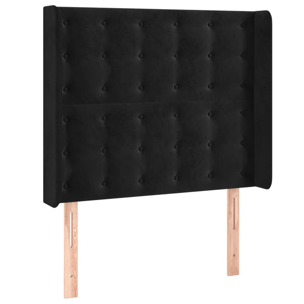 vidaXL LED Headboard Black 93x16x118/128 cm Velvet