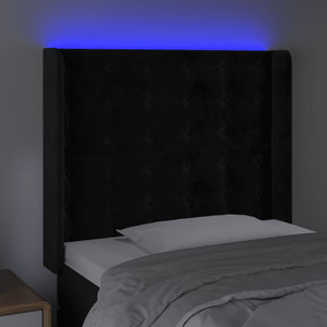 vidaXL LED Headboard Black 93x16x118/128 cm Velvet