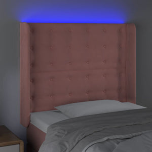 vidaXL LED Headboard Pink 93x16x118/128 cm Velvet