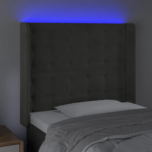 vidaXL LED Headboard Dark Grey 103x16x118/128 cm Velvet