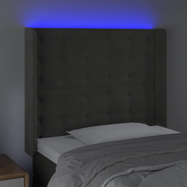 vidaXL LED Headboard Dark Grey 103x16x118/128 cm Velvet