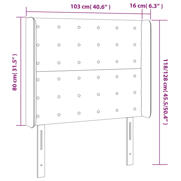 vidaXL LED Headboard Dark Grey 103x16x118/128 cm Velvet