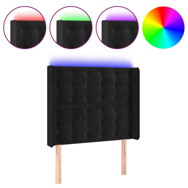 vidaXL LED Headboard Black 103x16x118/128 cm Velvet