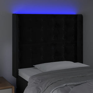 vidaXL LED Headboard Black 103x16x118/128 cm Velvet