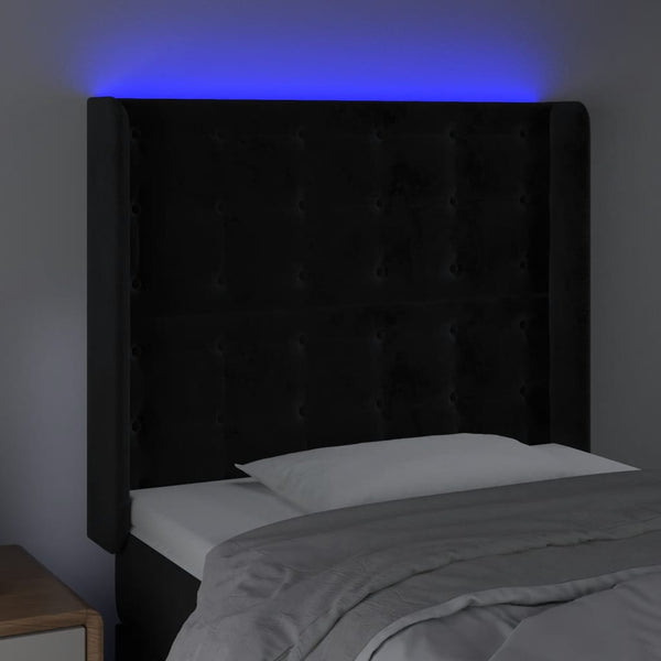 vidaXL LED Headboard Black 103x16x118/128 cm Velvet