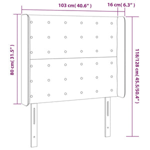 vidaXL LED Headboard Black 103x16x118/128 cm Velvet