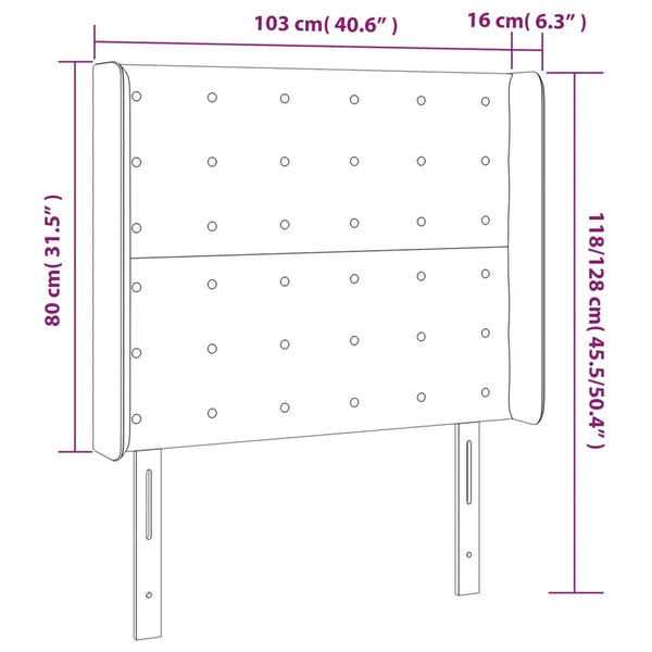 vidaXL LED Headboard Black 103x16x118/128 cm Velvet