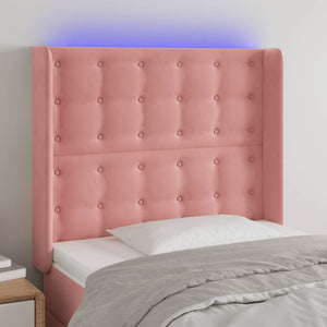vidaXL LED Headboard Pink 103x16x118/128 cm Velvet