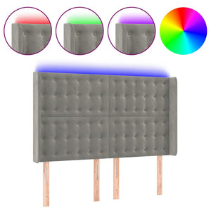 vidaXL LED Headboard Light Gray 147x16x118/128 cm Velvet