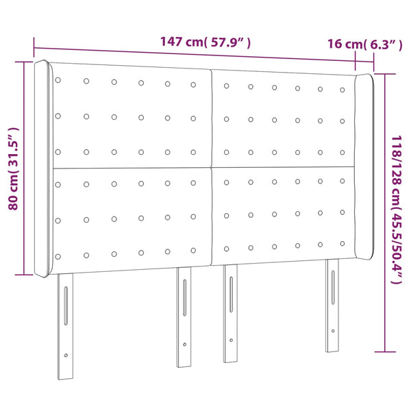 vidaXL LED Headboard Light Gray 147x16x118/128 cm Velvet