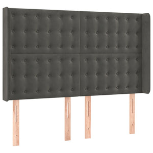 vidaXL LED Headboard Dark Grey 147x16x118/128 cm Velvet