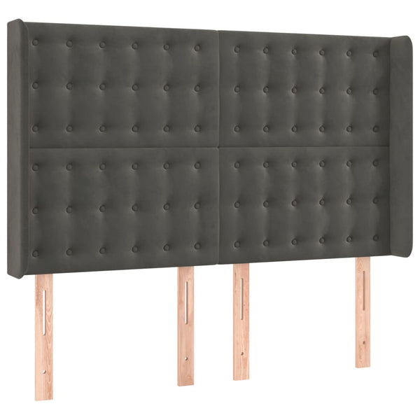 vidaXL LED Headboard Dark Grey 147x16x118/128 cm Velvet