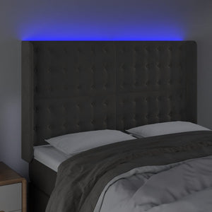 vidaXL LED Headboard Dark Grey 147x16x118/128 cm Velvet
