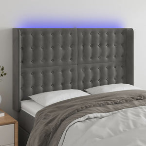 vidaXL LED Headboard Dark Grey 147x16x118/128 cm Velvet