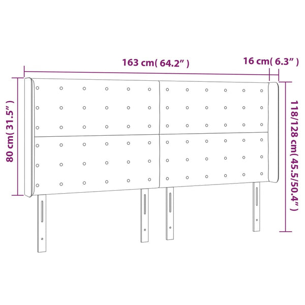 vidaXL LED Headboard Light Gray 163x16x118/128 cm Velvet