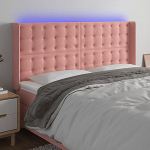 vidaXL LED Headboard Pink 163x16x118/128 cm Velvet
