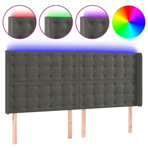 vidaXL LED Headboard Dark Grey 183x16x118/128 cm Velvet