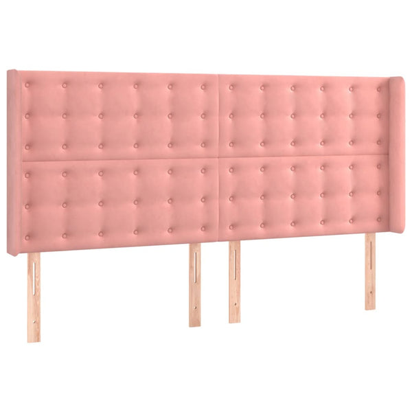 vidaXL LED Headboard Pink 183x16x118/128 cm Velvet