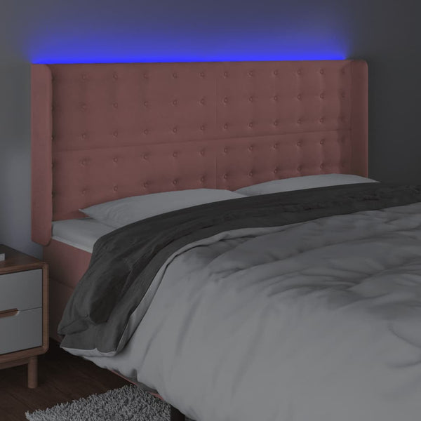 vidaXL LED Headboard Pink 183x16x118/128 cm Velvet
