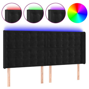 vidaXL LED Headboard Black 203x16x118/128 cm Velvet