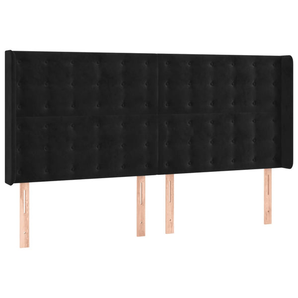 vidaXL LED Headboard Black 203x16x118/128 cm Velvet