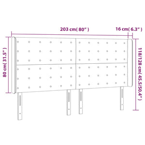 vidaXL LED Headboard Black 203x16x118/128 cm Velvet