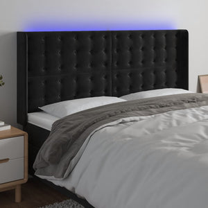 vidaXL LED Headboard Black 203x16x118/128 cm Velvet