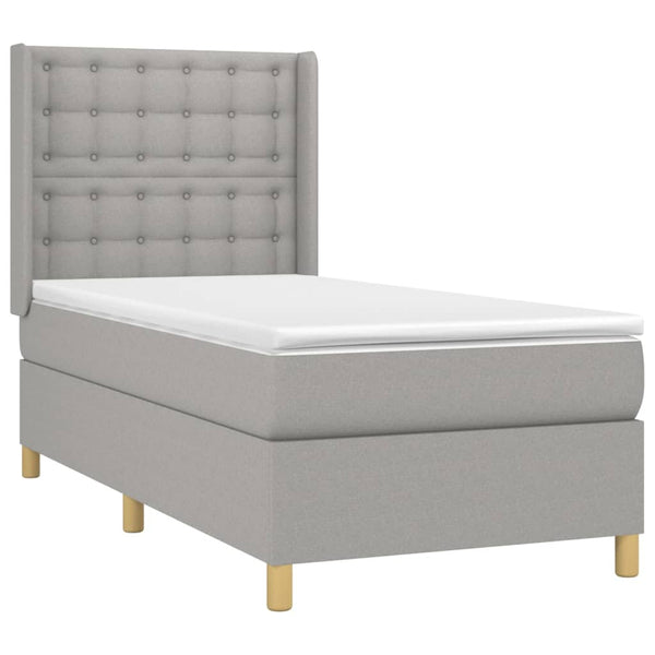 vidaXL Box Spring Bed with Mattress & LED Light Grey 80x200 cm Fabric