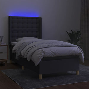 vidaXL Box Spring Bed with Mattress & LED Dark Grey 80x200 cm Fabric