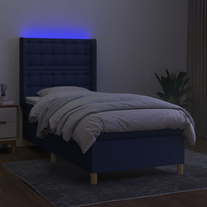 vidaXL Box Spring Bed with Mattress & LED Blue 80x200 cm Fabric