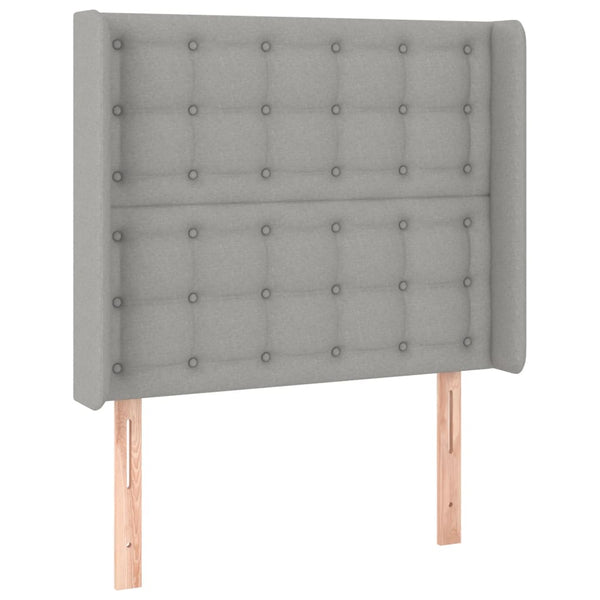vidaXL Box Spring Bed with Mattress & LED Light Grey 90x190 cm Fabric