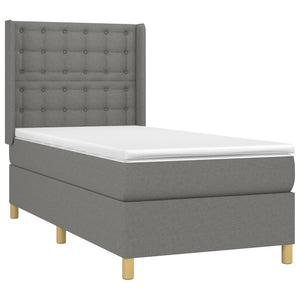 vidaXL Box Spring Bed with Mattress & LED Dark Grey 90x190 cm Fabric