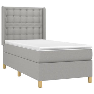 vidaXL Divan Bed with Mattress & LED Light Grey 90x200 cm Fabric