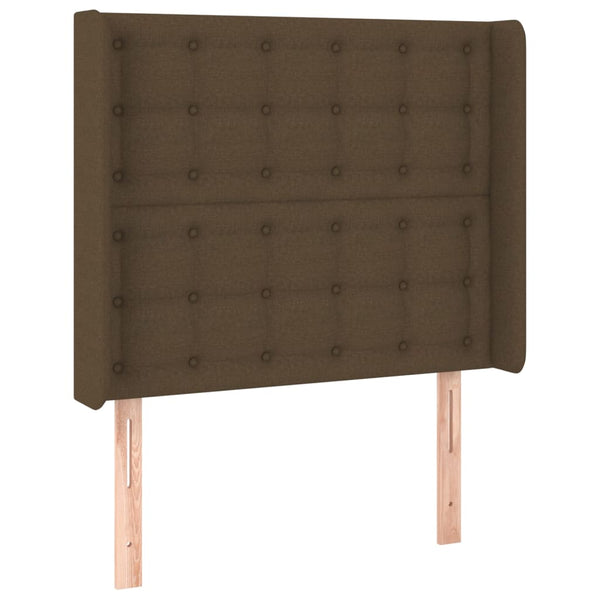 vidaXL Fabric Box Spring Bed with Mattress & LED Dark Brown 90x200 cm