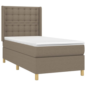 vidaXL Box Spring Bed with Mattress and LED Taupe 100x200 cm Fabric