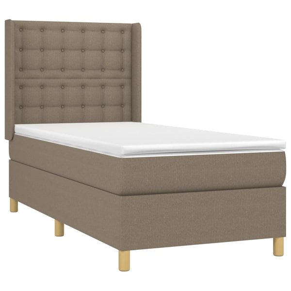 vidaXL Box Spring Bed with Mattress and LED Taupe 100x200 cm Fabric
