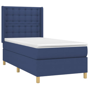 vidaXL Box Spring Bed with Mattress & LED Blue 100x200 cm Fabric