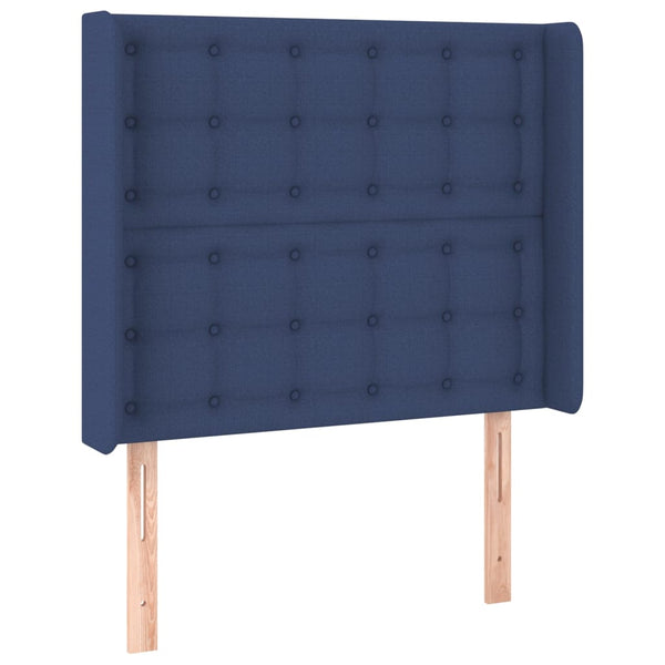 vidaXL Box Spring Bed with Mattress & LED Blue 100x200 cm Fabric