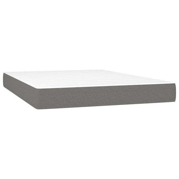 vidaXL Box Spring Bed with Mattress & LED Dark Grey 140x190 cm Fabric