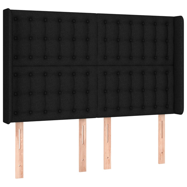 vidaXL Box Spring Bed with Mattress & LED Black 140x190 cm Fabric