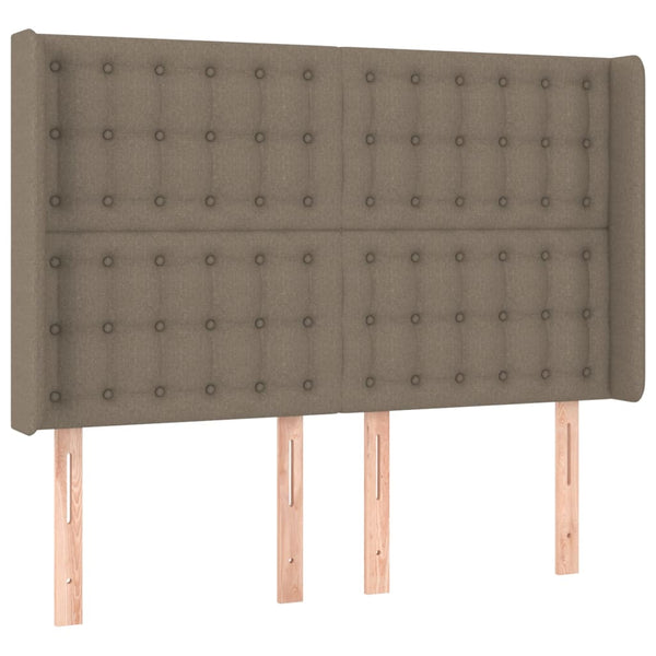 vidaXL Box Spring Bed with Mattress & LED Taupe 140x190 cm Fabric