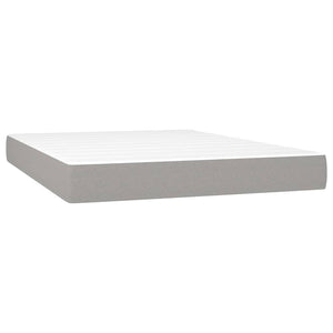 vidaXL Box Spring Bed with Mattress & LED Light Grey 140x200 cm Fabric