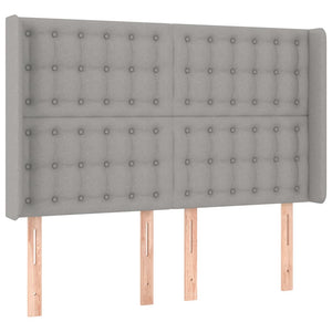vidaXL Box Spring Bed with Mattress & LED Light Grey 140x200 cm Fabric
