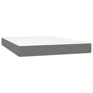 vidaXL Box Spring Bed with Mattress & LED Dark Gray 140x200 cm Fabric